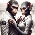 Couple Anthro Ape Singe Monkey Police Cop