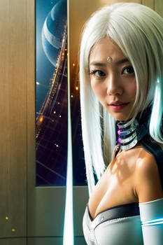 Asia,Futur,solo,blanc argent futuristic outfits