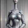 Alien Woman Grey Bald Longneck Scifidress
