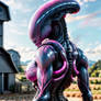 Alien Xenomorph Woman Pink Farm