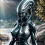Alien Xenomorph Woman In Lake
