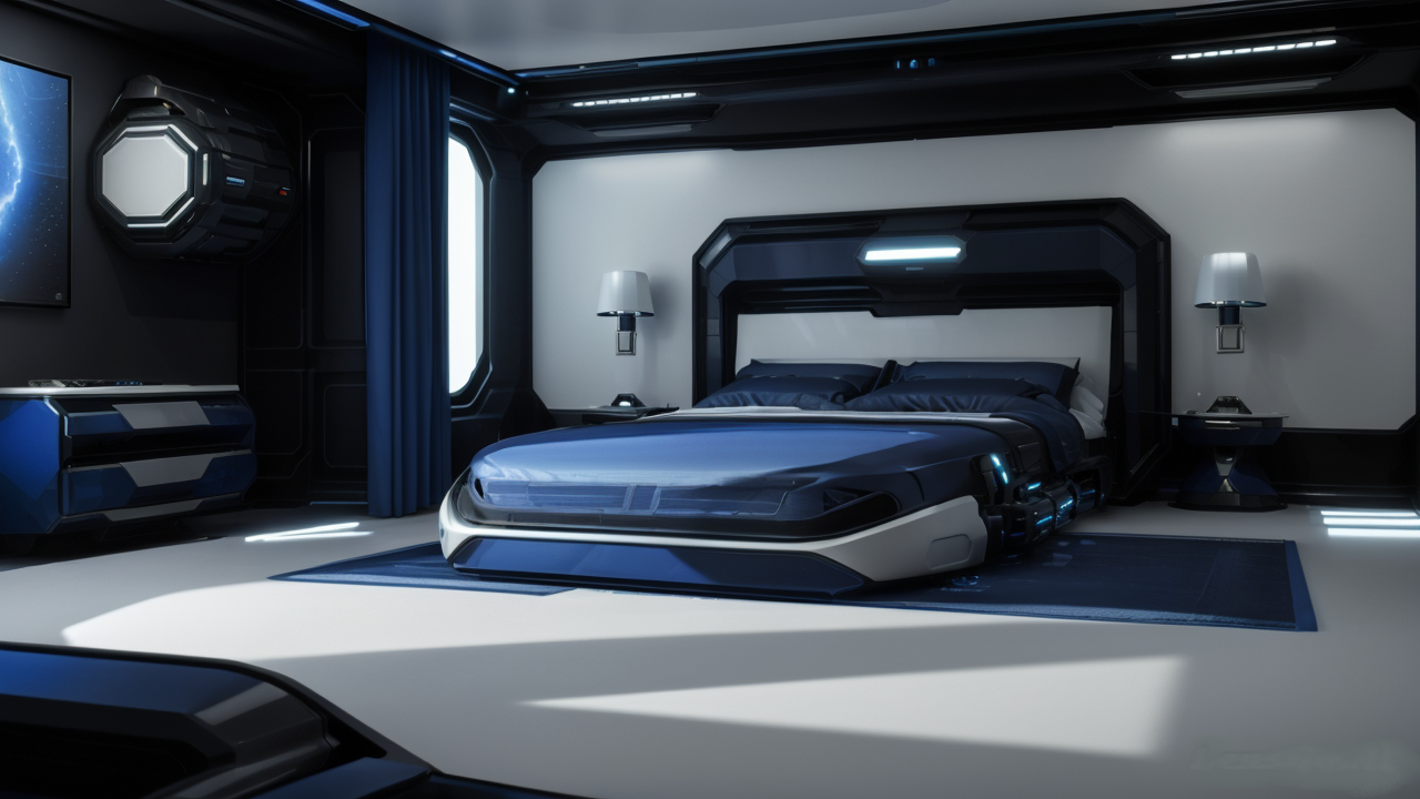 Scifi futuriste chambre bleu
