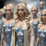 Group Alien Women Blond,clother silver