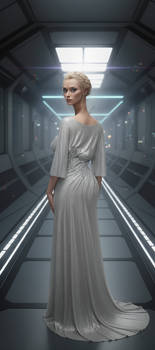 Alien Woman Blond,inside scifi clother silver