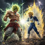 DBZ,Broly LSSJ vs Trunks