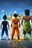 DBS,Team,Vegeta,Goku,Broly,au palais de Dieu