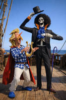 Chanteurs,Assurancetourix et Brook,bateau Pirate