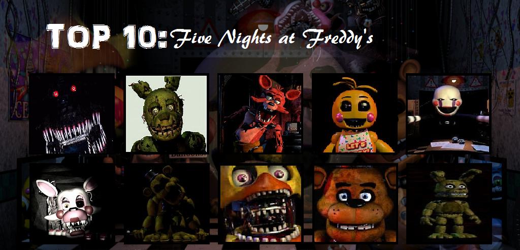 Top 10 FNAF Characters by GoddessAriea on DeviantArt