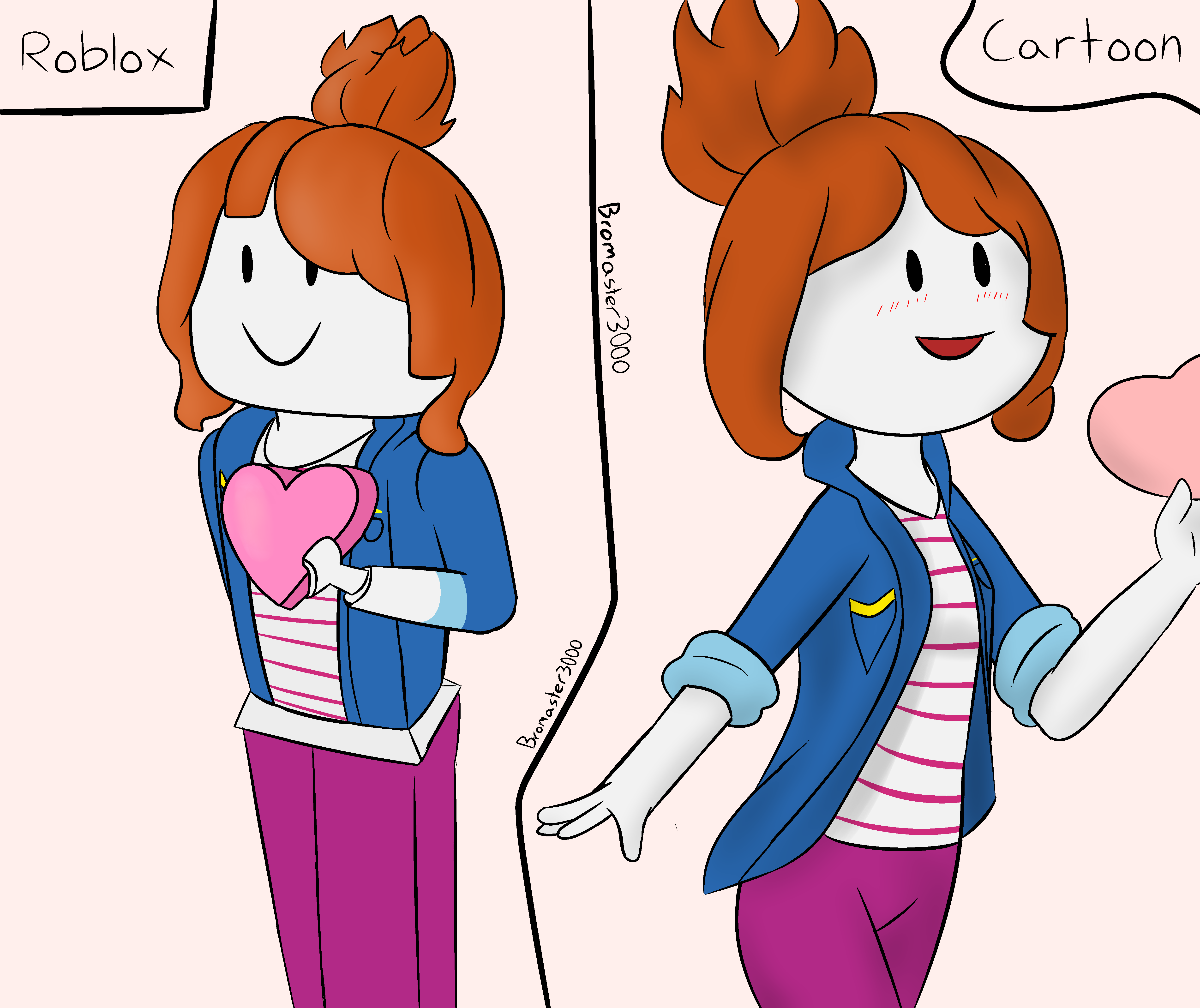 Roblox Style Vs Cartoon Style By Bromaster3000 On Deviantart - bacon girl roblox avatar