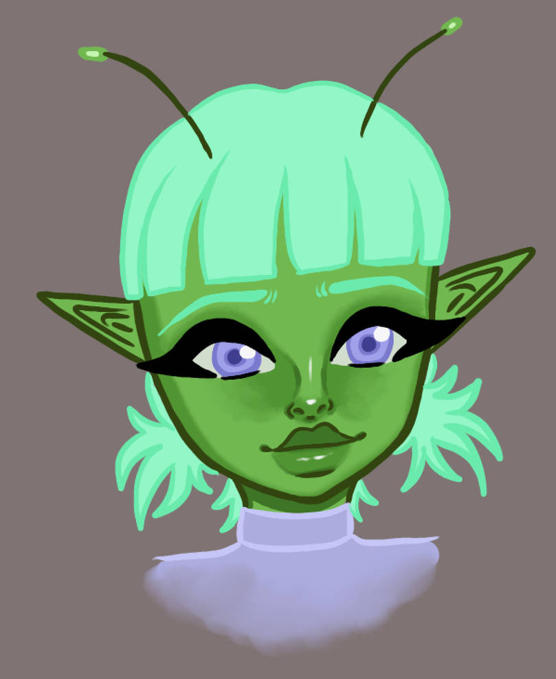 Alien girl sketch coloured by smollbeandrawingss on DeviantArt