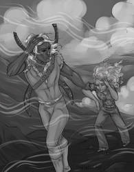 Sketch__Indra and Lumen on the mountain