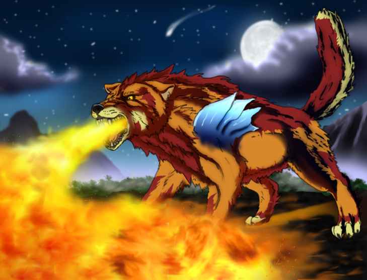 Giant Fire Wolf. 
