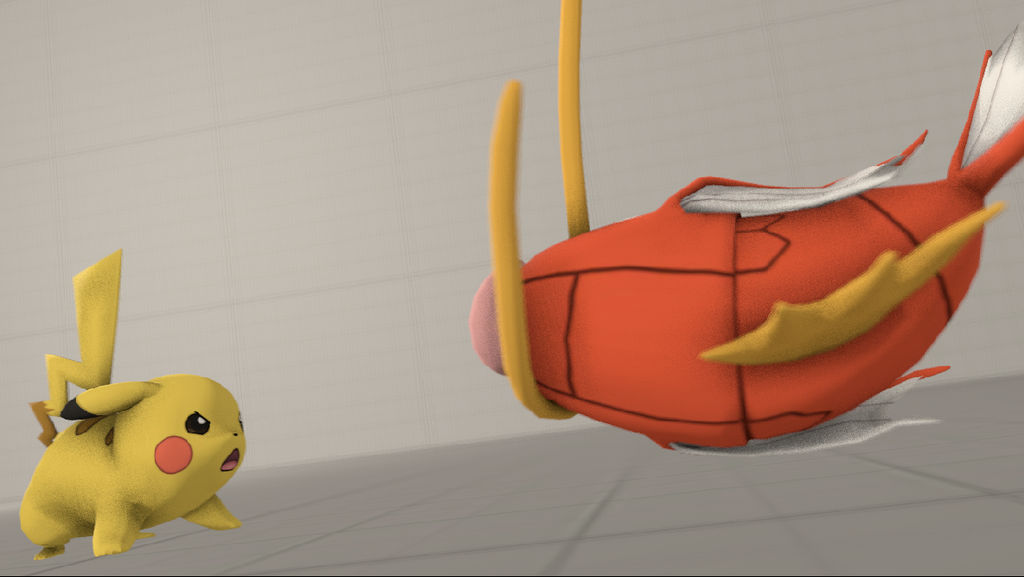 Pikachu Fighting A Magikarp by KashaCat1009 on DeviantArt