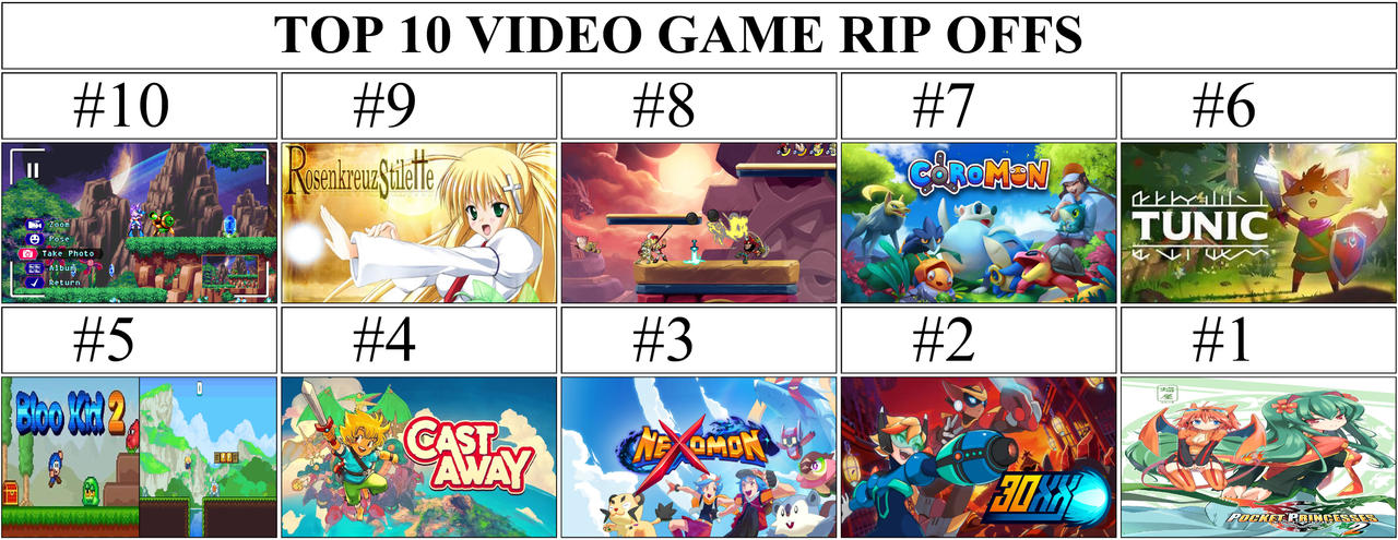top 10 list of video game rip offs by DEMONHERO90 on DeviantArt