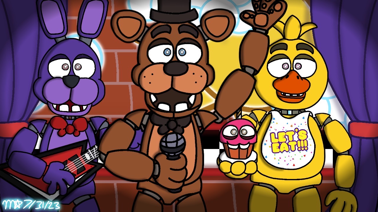 My artwork of Freddy Fazbear from hit game Five Nights at Freddy's