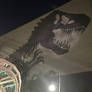 JW t.rex skeleton at night