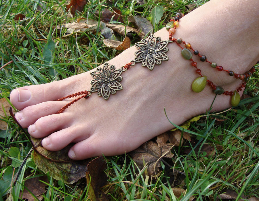 Macrame Barefoot Sandal Autumn colors