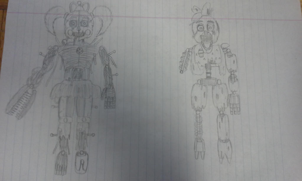 Salvaged Baby and Salvaged Chica Drawing