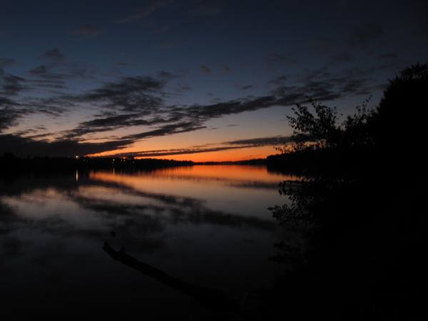 Red sunset over the river