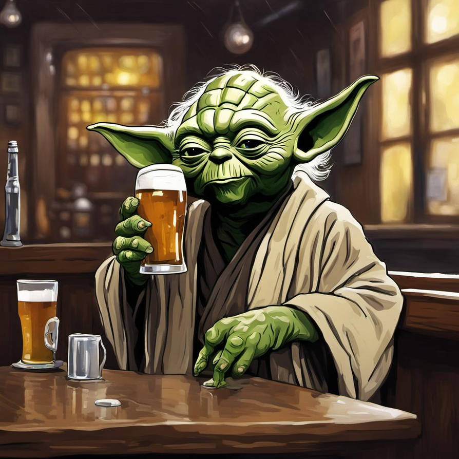 Yoda drinking beer in pub by Tomeg2138 on DeviantArt