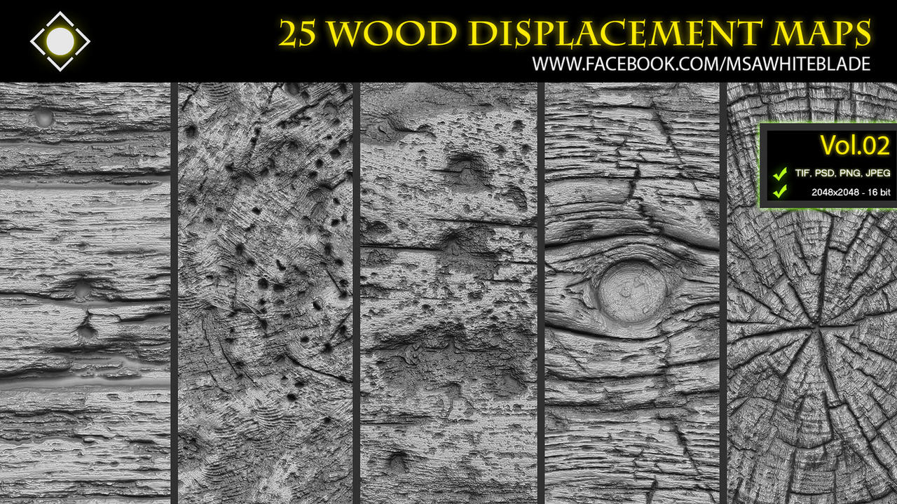 25 Wood Pattern Displacement Maps / Alphas Vol.02 by whitebladeartist ...