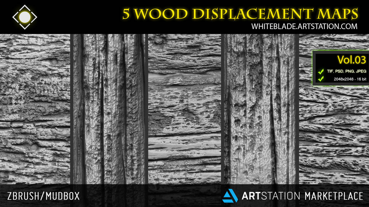 ZBrush/Mudbox/SP - 5 Wood Pattern Displacement Map by whitebladeartist ...