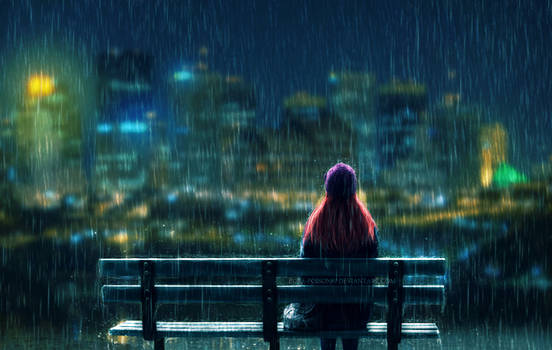 .Rainy night.