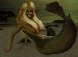 Happy seal mermaid girl or selkie mergirl