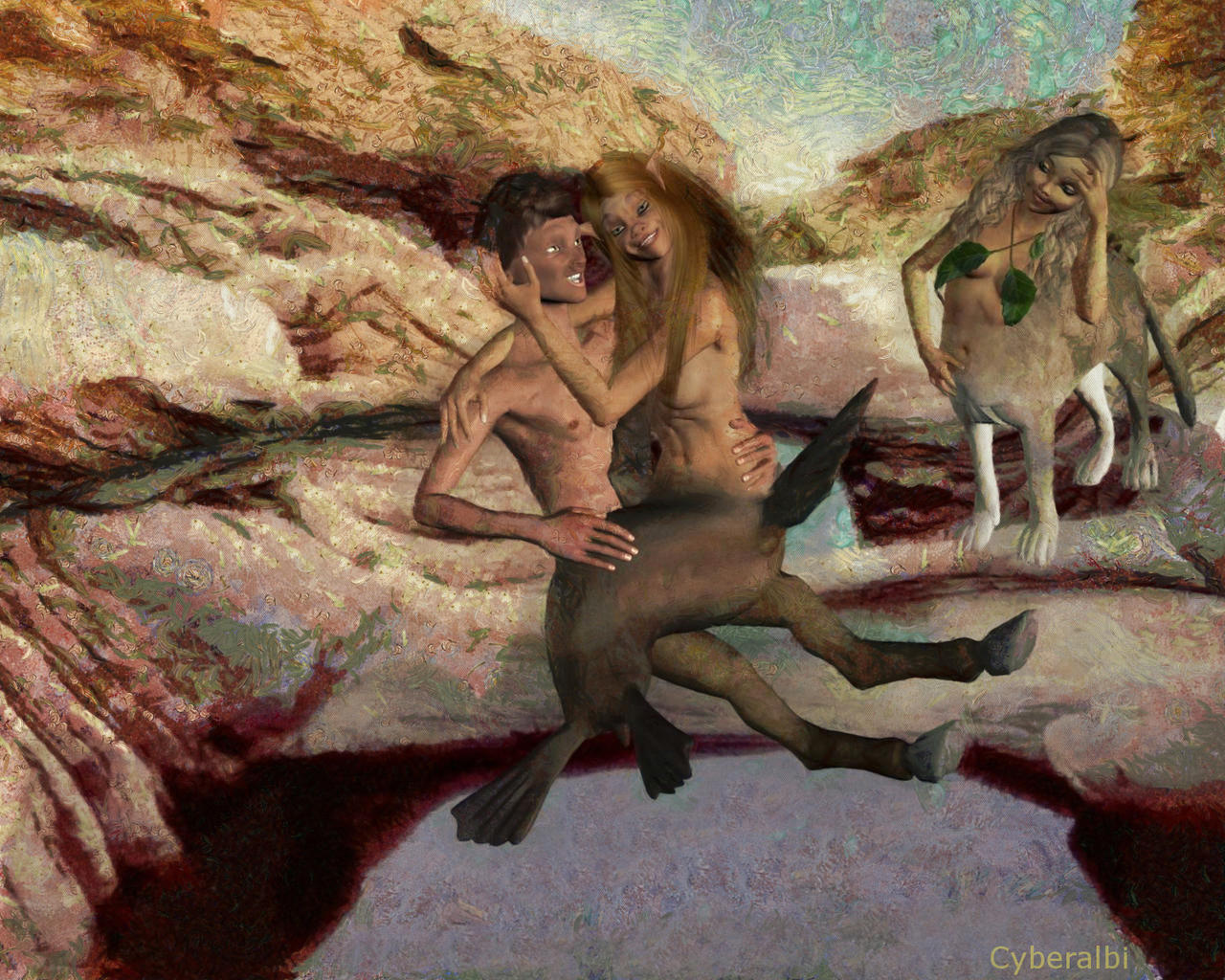 Selkie girl and satyr in love