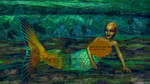Nude mermaid girl undersea by Cyberalbi