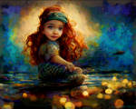 Baby mermaid girl Lisette - Mixed media ai art by Cyberalbi