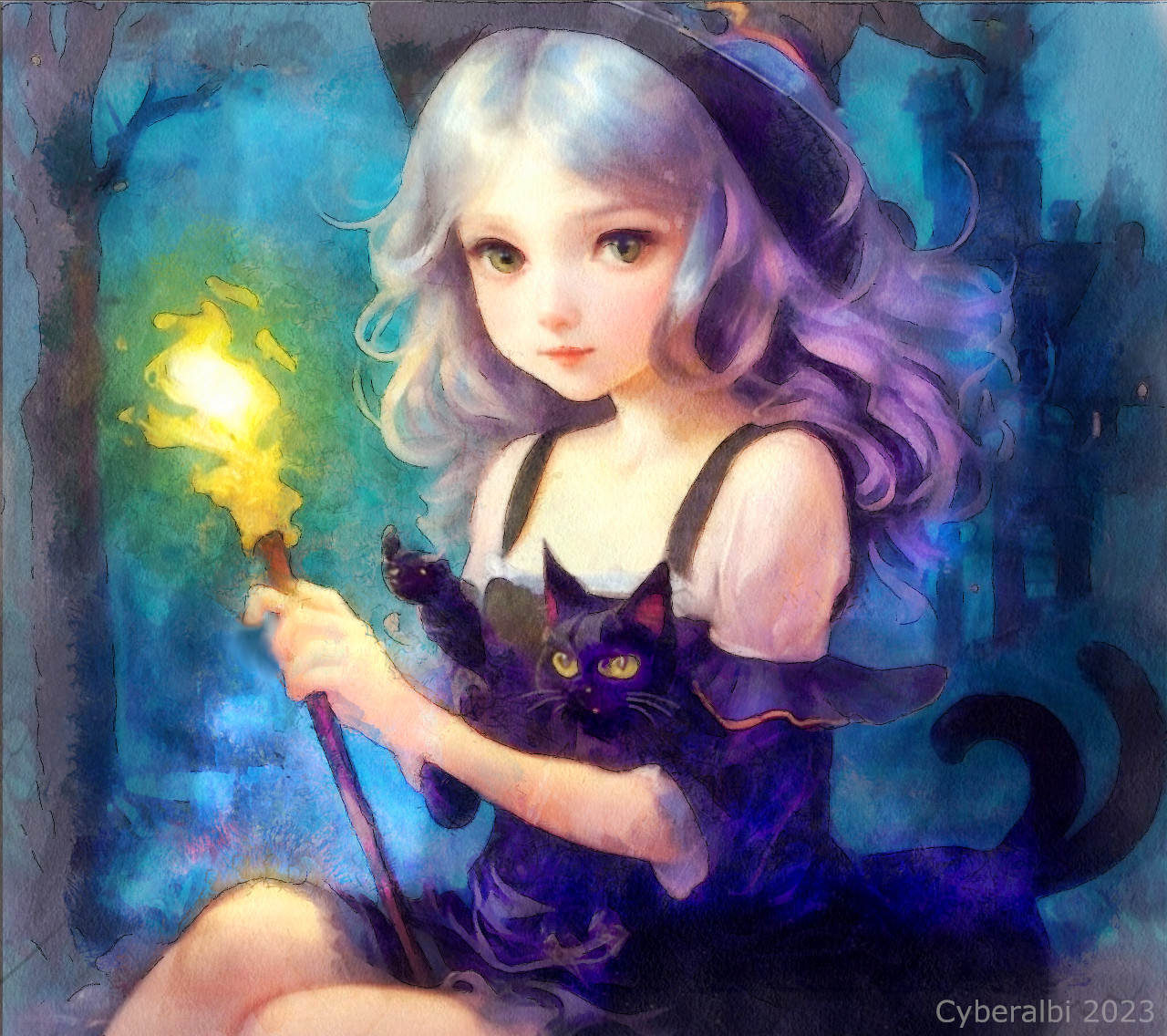 Pretty witch girl - Mixed media and ai art by Cyberalbi on DeviantArt