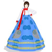 Lee Ji You - Nyo Korea - White and Blue Hanbok