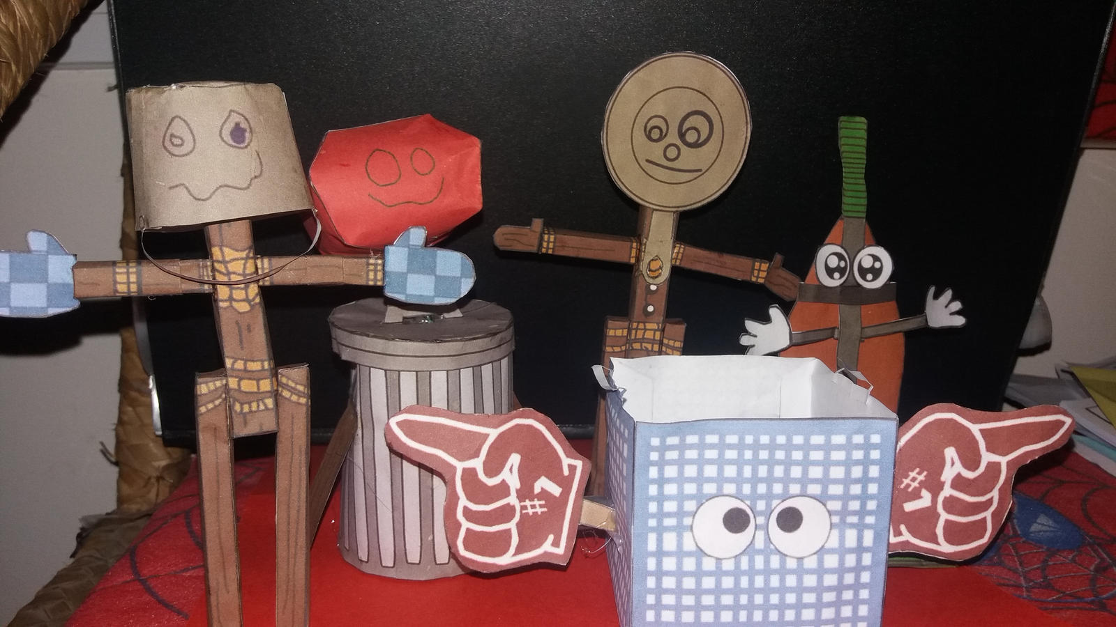 Papercraft trash and the gang by papermake on DeviantArt