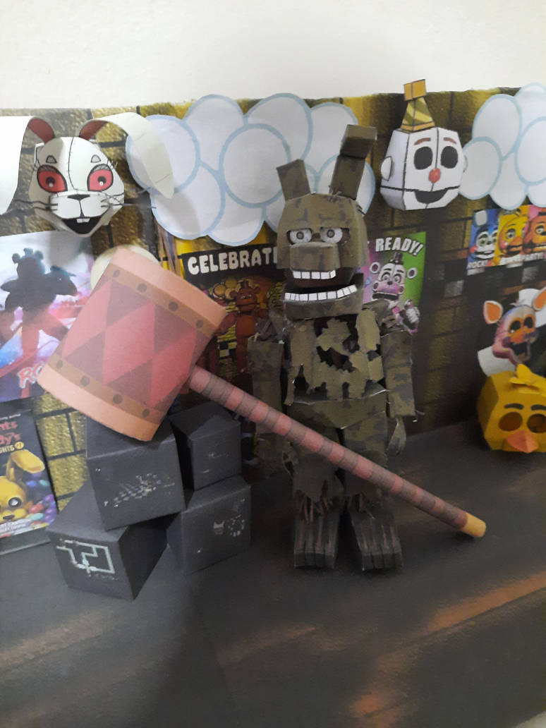 Spring Trap Print Paper papercraft springtrap clown hammer by papermake on DeviantArt