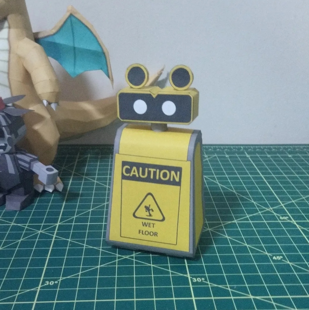 Paper Block Bot Papercraft wet floor bot by papermake on DeviantArt