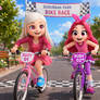 Human Suzy Sheep Rides A Bicycle With Red Ruby