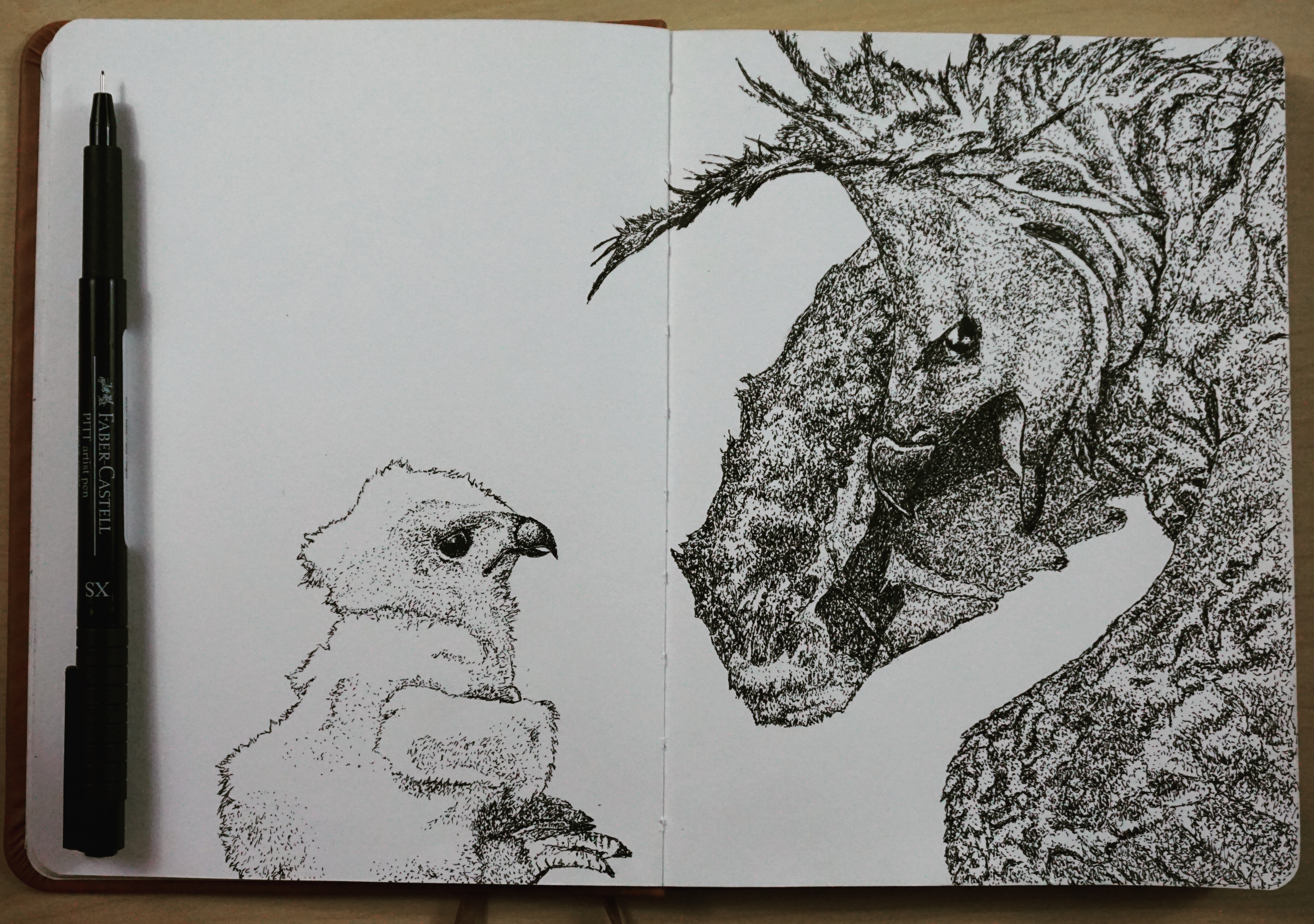 Harpy Eagle And Chick Low Key Stippling By Uj Ju On Deviantart