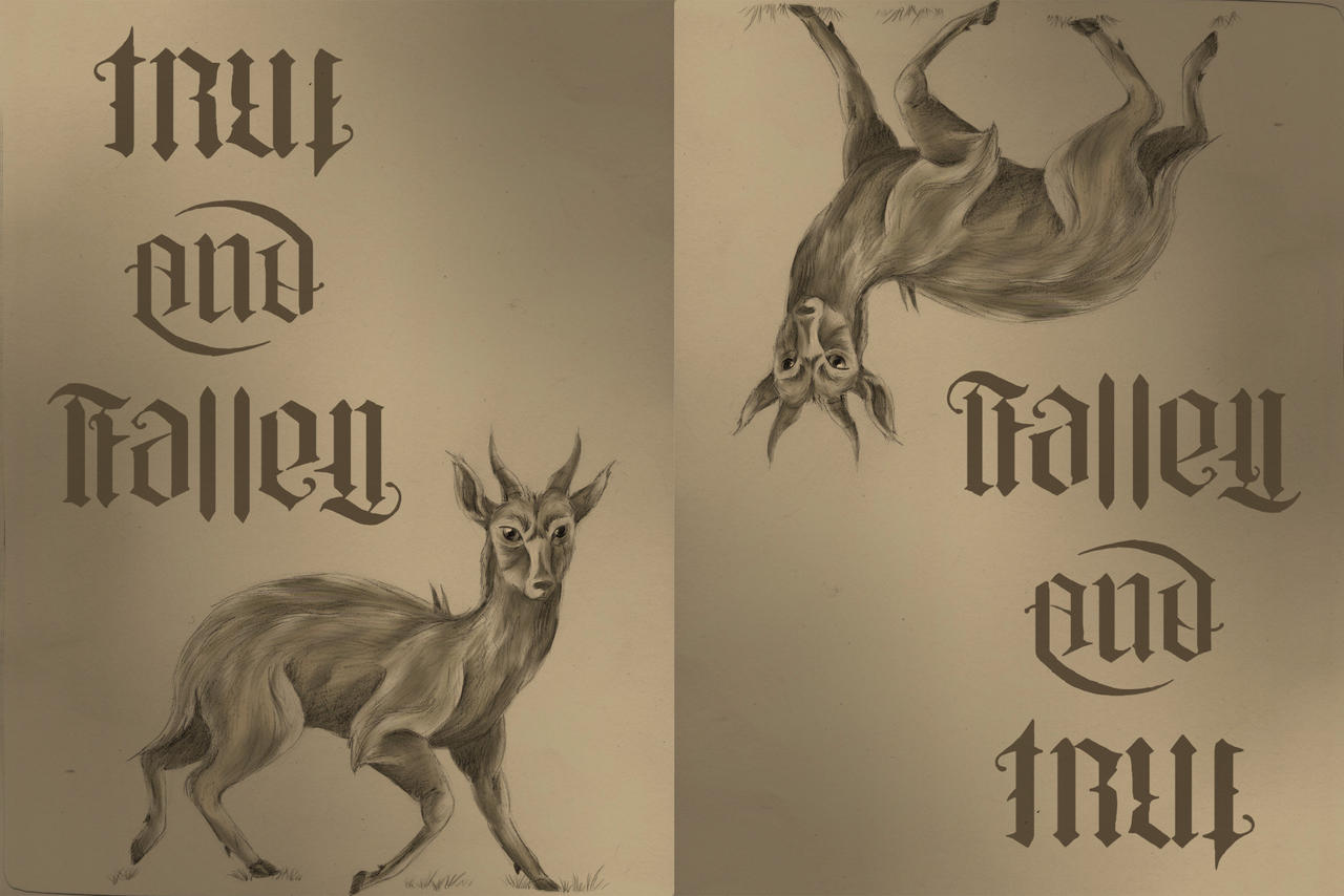 true and fallen ambigram