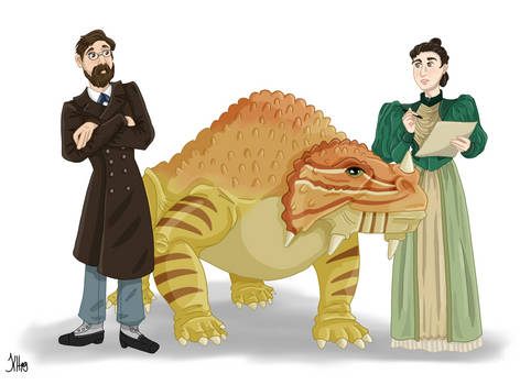 Vladimir and Anna Amalizky and their Scutosaurus