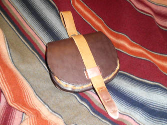 Norse Birka leather pouch with copper fittings