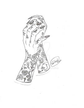 Neo Trad Tatted Hands Tattoo Design