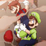 Mario and 2 green people. by Uroad7