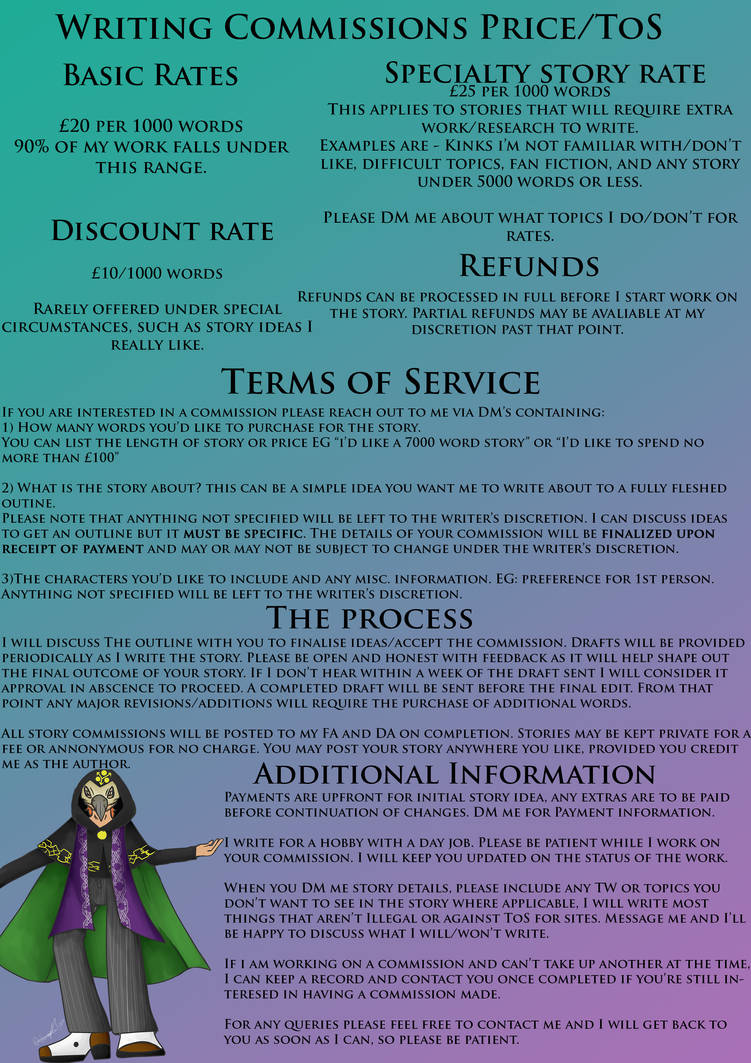 Writing Commissions sheet 2023 by sciencewizard on DeviantArt