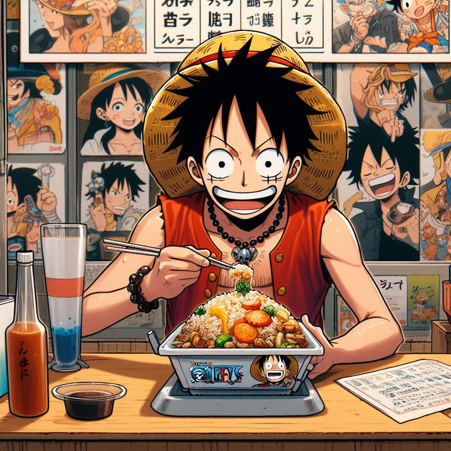 Luffy Eating Rice Luffy eat nasi goreng indonesia by kendaraanmania on DeviantArt