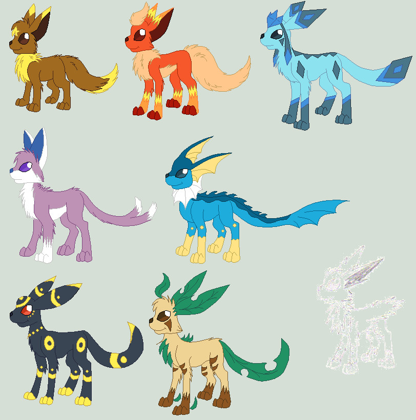 Eevee Evolutions by MoogleGurl on DeviantArt  Eevee evolutions, Eevee,  Pokemon eeveelutions