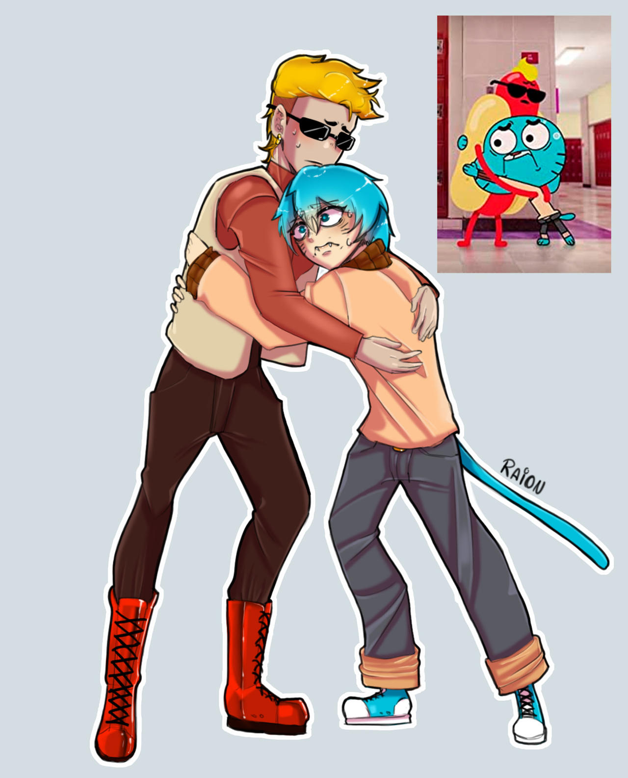 Humanized Darwin and Gumball by @Peargor on twitter : r/gumball