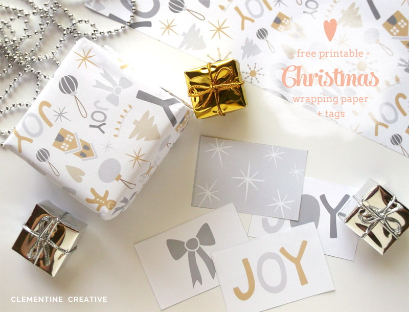 Free printable Christmas wrapping paper and tags