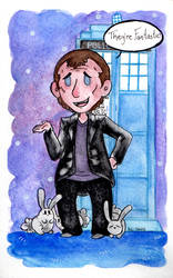 Art Trade- The Ninth Doctor with some Bunnies