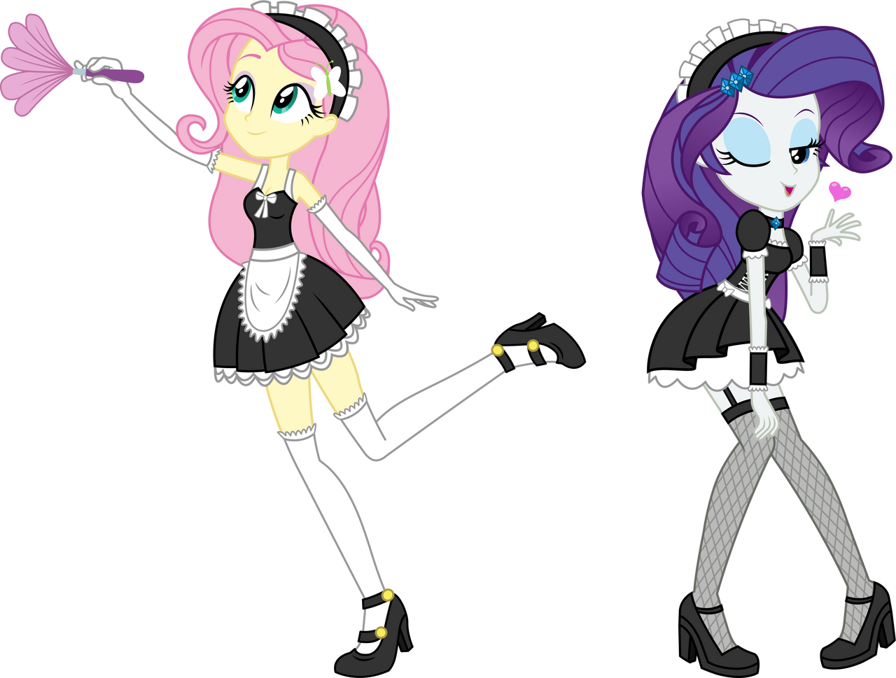 Commission: French Maid Fluttershy and Rarity